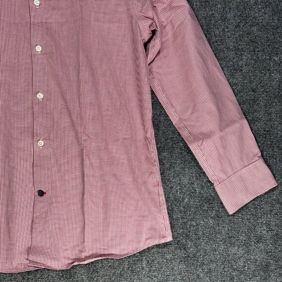 Tommy HIlfiger Shirt Mens 15.5 Button Down Slim Fit Non Iron Red Check - Picture 2 of 8